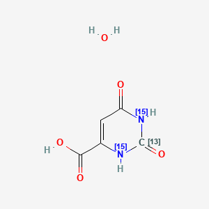 Chemical structure of Orotic acid-13C,15N2 monohydrate