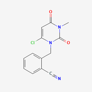 Chemical structure of 2-((6-Chloro-3-methyl-2,4-dioxo-3,4-dihydropyrimidin-1(2H)-yl)methyl)benzonitrile