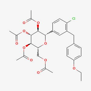 Chemical structure of (2R,3R,4R,5S,6S)-2-(Acetoxymethyl)-6-(4-chloro-3-(4-ethoxybenzyl)-phenyl)tetrahydro-2H-pyran-3,4,5-triyl triacetate