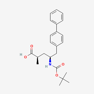Chemical structure of (2R,4S)-5-([1,1'-Biphenyl]-4-yl)-4-((tert-butoxyca rbonyl)amino)-2-methylpentanoic acid