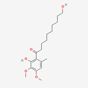 Chemical structure of 6-(10-Hydroxydecanoyl)-2,3-Dimethoxy-5-Methylphenol