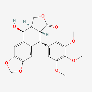 Chemical structure of (-)-Epipodophyllotoxin