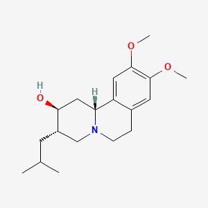 Chemical structure of (2S,3S,11bR)-9,10-dimethoxy-3-(2-methylpropyl)-1H,2H,3H,4H,6H,7H,11bH-pyrido[2,1-a]isoquinolin-2-ol