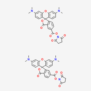 Chemical structure of 5(6)-TAMRA SE (5(6)-Carboxytetramethylrhodamine N-succinimidyl ester)