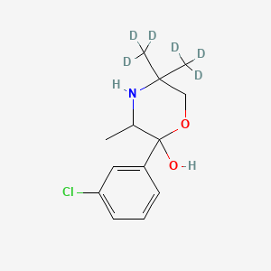 Chemical structure of Bupropion morpholinol D6 (Hydroxy Bupropion D6)