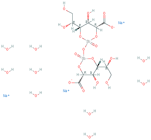 Chemical structure of Stibogluconate sodium (Sodium stibogluconate)