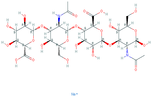 Chemical structure of hyaluronic acid, sodium salt