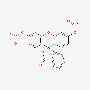 Chemical structure of Fluorescein, diacetate