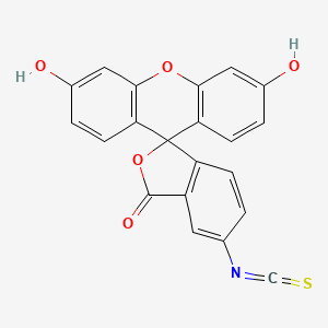 Chemical structure of 5(6)-FITC