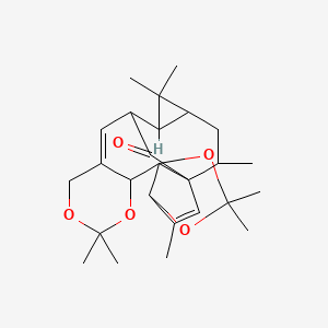 Chemical structure of Ingenol-3,4,5,20-diacetonide