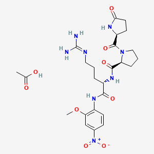 Chemical structure of pGlu-Pro-Arg-MNA monoacetate