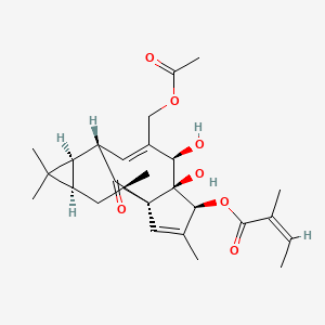 Chemical structure of 20-O-Acetylingenol-3-angelate