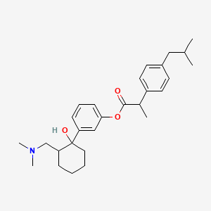 Chemical structure of Benzeneacetic acid, α-methyl-4-(2-methylpropyl)-, 3-[2-[(dimethylamino)methyl]-1-hydroxycyclohexyl]phenyl ester