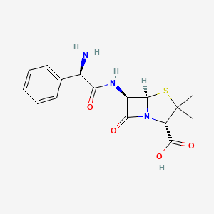 Chemical structure of Ampicillin (D-(-)-α-Aminobenzylpenicillin)