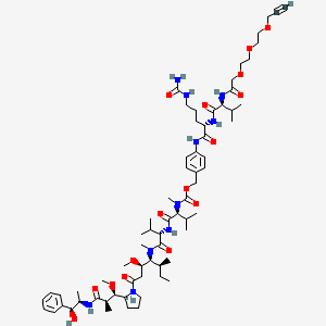 Chemical structure of Acetylene-linker-Val-Cit-PABC-MMAE