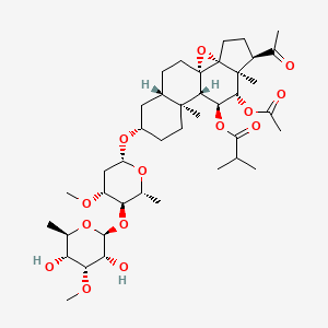 Chemical structure of 3-O-beta-Allopyranosyl-(1->4)-beta-oleandropyranosyl-11-O-isobutyryl-12-O-acetyltenacigenin B
