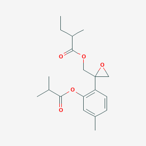 Chemical structure of 8,9-Epoxy-3-isobutyryloxy-10-(2-methylbutanoyl)thymol