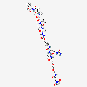 Chemical structure of MAL-di-EG-Val-Cit-PAB-MMAF