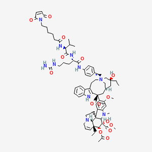Chemical structure of MC-Val-Cit-PAB-vinblastine