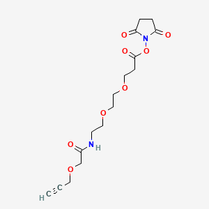 Chemical structure of Propargyl-O-C1-amido-PEG2-C2-NHS ester