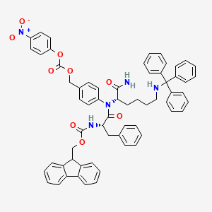Chemical structure of Fmoc-Phe-Lys(Trt)-PAB-PNP