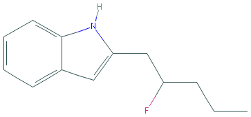 Chemical structure of 2-Fluoropentylindole