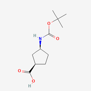 Chemical structure of BOC-(1R,3S)-3-Aminocyclopentane carboxylic acid