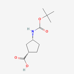 Chemical structure of BOC-(1S,3R)-3-Aminocyclopentanecarboxylic acid