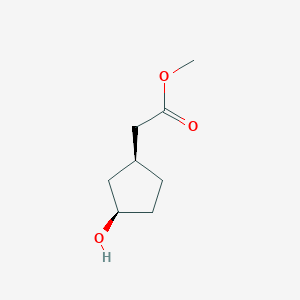 Chemical structure of (1S,3R)-3-Hydroxycyclopentane acetic acid methyl ester