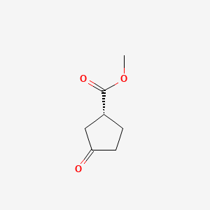 Chemical structure of methyl (1R)-3-oxocyclopentane-1-carboxylate
