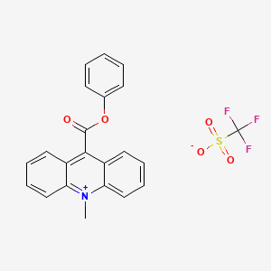 Chemical structure of 10-methyl-9-(phenoxycarbonyl) Acridinium (trifluoromethylsulfonate)