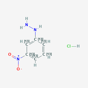 Chemical structure of 13C6-3-Nitrophenylhydrazine (hydrochloride)