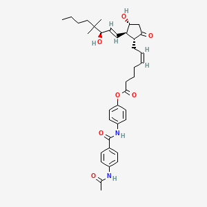 Chemical structure of 16,16-dimethyl Prostaglandin E2 p-(p-acetamidobenzamido) phenyl ester