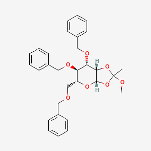 Chemical structure of 3,4,6-Tri-O-benzyl-β-D-Mannopyranose 1,2-(methyl orthoacetate)