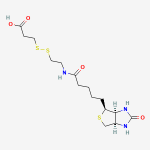 Chemical structure of 3-[2-N-(Biotinyl)aminoethyldithio]propanoic Acid
