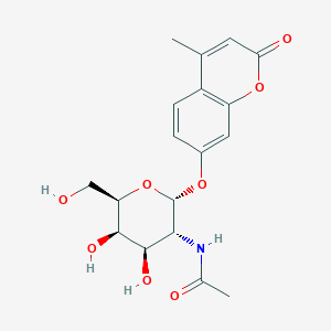 Chemical structure of 4-Methylumbelliferyl 2-Acetamido-2-deoxy-α-D-galactopyranoside