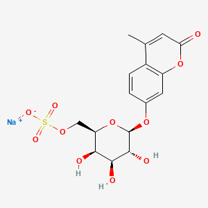 Chemical structure of 4-Methylumbelliferyl β-D-Galactopyranoside-6-sulfate (sodium salt)