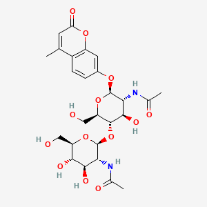 Chemical structure of 4-Methylumbelliferyl-N,N-diacetylchitobioside