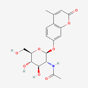 Chemical structure of 4-Methylumbelliferyl-2-acetamido-2-deoxy-β-D-Glucopyranoside