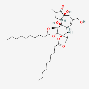 Chemical structure of 4α-Phorbol 12,13-didecanoate