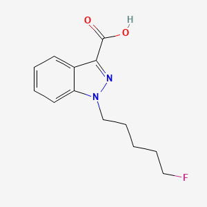 Chemical structure of 5-fluoro AB-PINACA 3-carboxyindazole metabolite