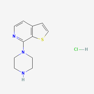 Chemical structure of 7-(Piperazin-1-yl)thieno[2,3-c]pyridine hydrochloride