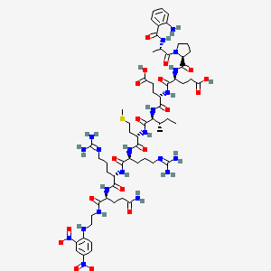 Chemical structure of Abz-Ala-Pro-Glu-Glu-Ile-Met-Arg-Arg-Gln-EDDnp