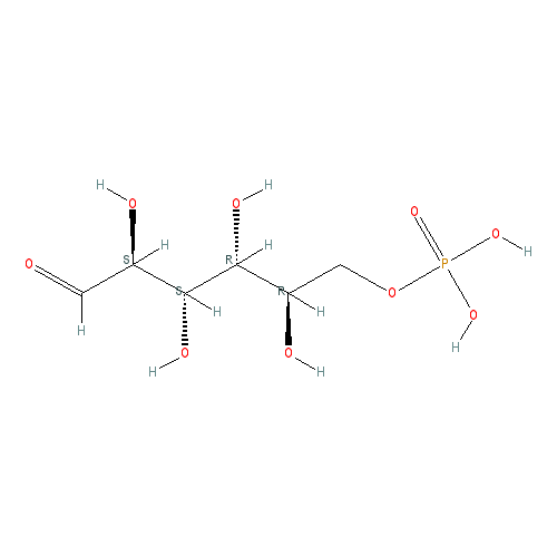 Chemical structure of D-Mannose-6-Phosphate (sodium salt hydrate)