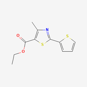 Chemical structure of ethyl 4-methyl-2-(2-thienyl)-thiazole-5 Carboxylate