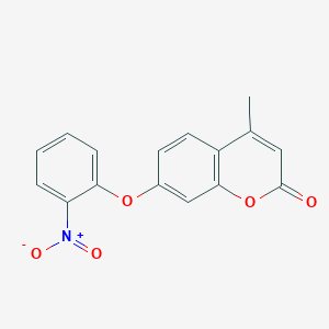 Chemical structure of 4-Methyl-7-(2-nitrophenoxy)chromen-2-one