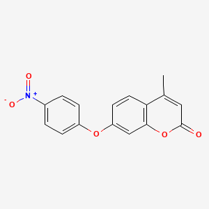 Chemical structure of 4-Methyl-7-(4-nitrophenoxy)-2H-chromen-2-one