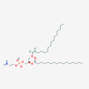 Chemical structure of 1-1(Z)-Hexadecenyl-2-palmitoyl-sn-glycero-3-PE-d9