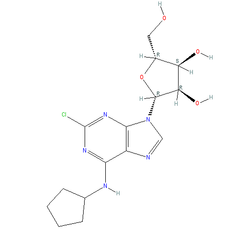 Chemical structure of 2-chloro-N6-Cyclopentyladenosine (hydrate)