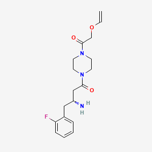 Chemical structure of 4-fluoro MDMB-BUTINACA 2'-isomer butanoic acid metabolite